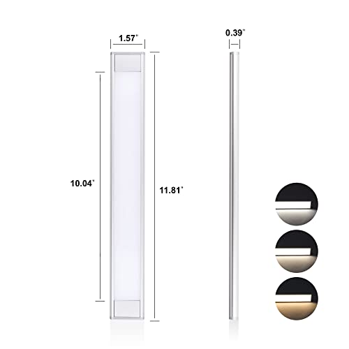 Image of LIT-PaTH 11.8 Inch Under Cabinet Light with Hand Wave, Plug-in Under Counter Lighting, Dimmable & 3 Color Temperature, LED Magnetic Closet Lights for Kitchen, Silver Finish