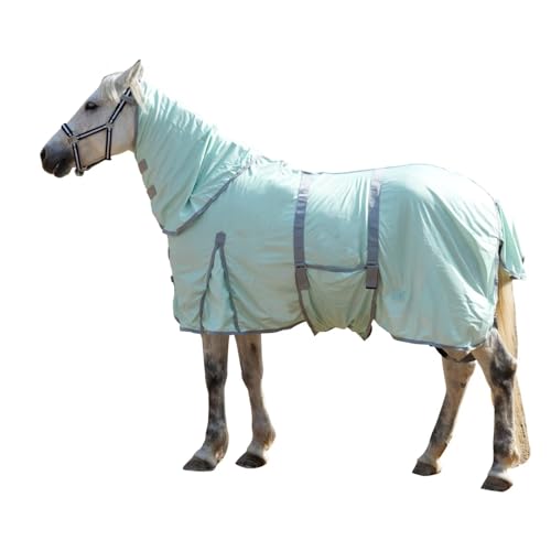 Image of LEAFOREST Horse Mesh Combo Fly Sheet with Adjustable Belly Guard and Detachable Neck Cover Lightweight and Breathable Protect Equines Green 81 inch