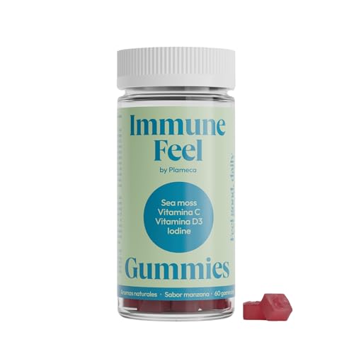 Immune Feel – Refuerza tus defensas – Con Sea Moss, Vitamina C, Vitamina D y Yodo – 60 Gummies sabor manzana - by Plameca