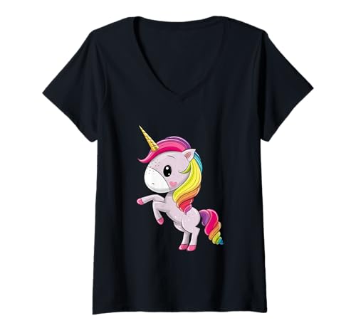 Womens LGBT Gay Lesbian CSD / Pride Unicorn V-Neck T-Shirt