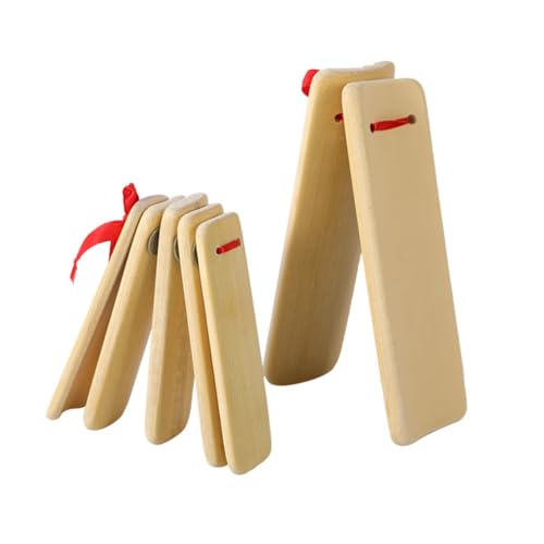Holibanna 2 Pcs Handheld Allegro Clappers for Beginners Natural Sandalwood Durable Percussion Instruments for Rhythm and Coordination Development Khaki Color