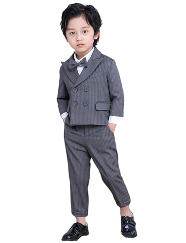 Costume à rayures pour garçon - Ensemble de cérémonie 3 pièces avec veste à double boutonnage