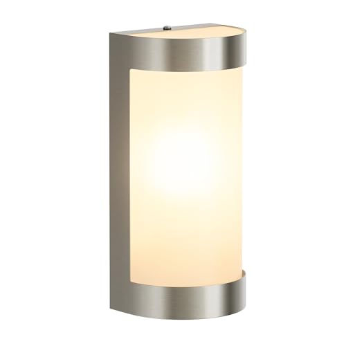 ledscom.de Wandleuchte WARU für außen, IP44, Edelstahl, edelstahl matt, eckig, 1x E27 max. 40W