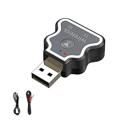 HSZPHJJ Adaptateur Bluetooth 5.0 Dongle USB, Adaptateur 3-en-1 Bluetooth Émetteur-Récepteur USB avecCâble Audio 3.5 mm, Mini Bluetooth Récepteur Émetteurpour TV/PC/Écouteurs/Systèmes Audio de Cover