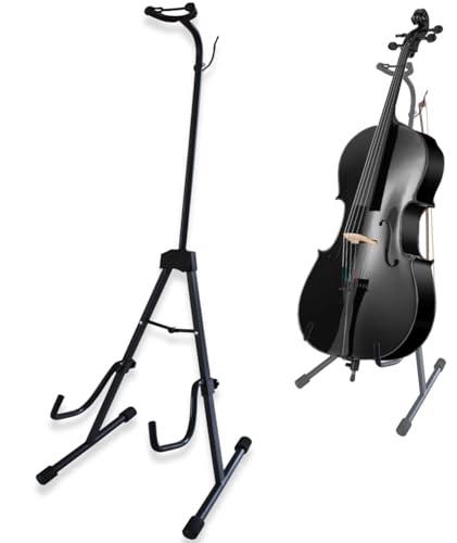 ULUOBO Cello Stand with Bow Holder, Cello Stands for 1/2, 1/4, 4/4, 3/4, 1/8, 7/8 and Full Size