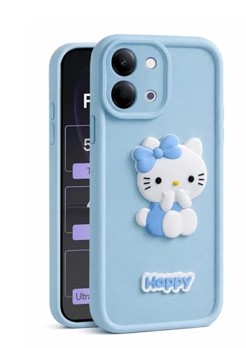 Image of Knotyy Cute 3D Cartoon Soft Silicone Back Cover for Vivo Y11 5G - Stylish Design Slim Protective Case with Camera Protection for Vivo Y11 5G (Blue)