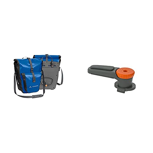 VAUDE Radtasche Aqua Back Plus, blue, One Size, 124123000 & 12503 Haifischzahn, QMR Rail Hook 2.0, QMR-Befestigungssystem 2.0, f&uuml;r VAUDE-Radtaschen, Gep&auml;cktr&auml;gerhalterung wei&szlig; Einheitsgr&ouml;&szlig;e