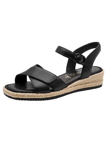 Tamaris COMFORT Damen Wedge/Plat Sand MultiAdjustable BLACK NAPPA 40