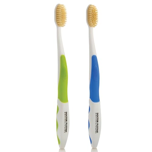 MOUTHWATCHERS Soft Flossing Manual Toothbrush for Adults, 2 Pack, Ultra Clean, Good for Sensitive Teeth and Gums, by Dr. Plotka's, Colors May Vary