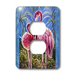 Cache-prise 2 prises motif coeur flamant rose pour cacher les connecteurs électriques