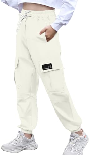 Image of Cromoncent Girls&Womens Cargo Pants Elastic Waist Lightweight Outdoor Jogger Pants, 6 Years - XX-Large