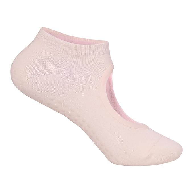 Mint & Oak Calcetines de yoga antideslizantes para mujer, calcetines de algodón ideales para yoga, pilates, baile, ballet, entrenamiento, juego de 2, 2 pares: azul claro, rosa bebé, Free Size