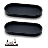 SZMK 2 Piezas Bandeja Decorativa Baño 25 x 11 x 2 CM,Bandejas Perfumes Silicona,Bandejas Porta Velas Ovalada,Bandeja de Decoración Salon,Bathroom Tray para Postres, Cosméticos, Joyas, Llaves