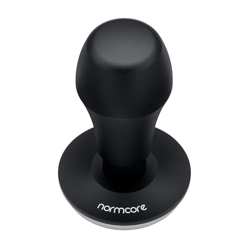 Image of Normcore 58mm Coffee Tamper V4.1 with Click Feedback, Self-Leveling Spring-Loaded Design, 304 Stainless Steel Flat Base for 58mm Espresso Portafilters, Black Anodized Aluminum Handle