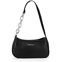 BOSANOVA Bolso de Hombro pequeño con Detalle Decorativo de Cadena en asa. Cierre con Cremallera. Negro U
