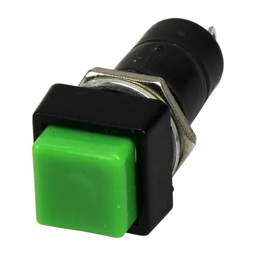 Interrupteur bouton-poussoir carré PBS-12B vert de 12mm pour montage encastré en lot de 100