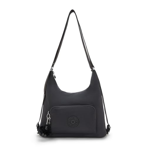 Kipling Leichte, bequeme, praktische und geräumige Schultertasche/Rucksack, voller Funktionalität, verstellbare Schultergurte zum Tragen wie Sie möchten. 3 Innentaschen, eine Vordertasche, P391 Black