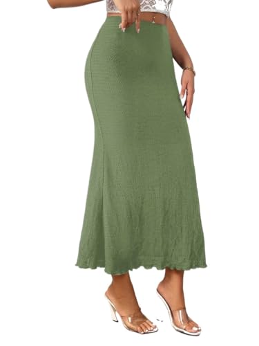 Women's Flowy Trendy Skirt Elegant High Waist Ruffle Hem Skirt