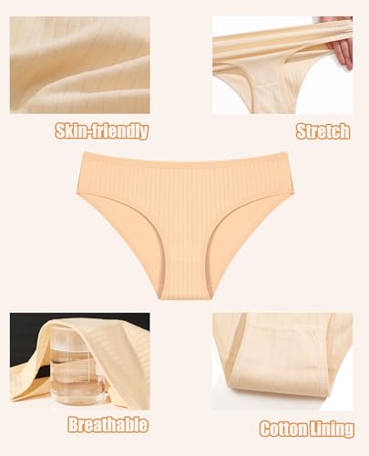 Image of FINETOO Cotton Cheeky Womens Underwear breathable ribbed low rise Bikini