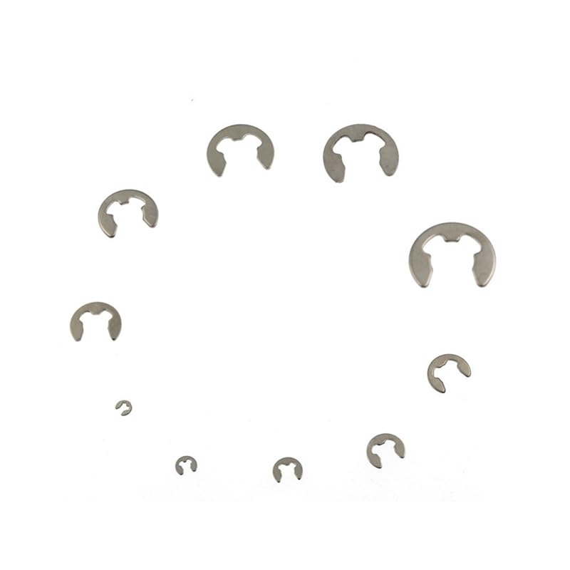 Generic 200PCS Silver M1.5-M10 E Clip Washer Assortment Kit Circlip Retaining Ring for Shaft Fastener E-Shaped Circlip - (Color: As Shown)