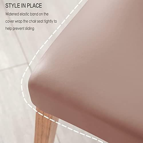 Deisy Dee Waterproof Leather Dining Room Chair Covers For Parson Chair Protector (4, Khaki) #TOP4