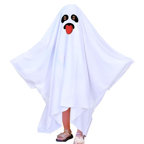 Disfraz Fantasma Kids | White Ghost Cloak - Cosplay Role Play Supply For Boy Girl, Ghost Traje, Halloween Fancy Dish For Spooky Fun Que Tus serán el discurso de la ciudad, este fantasma