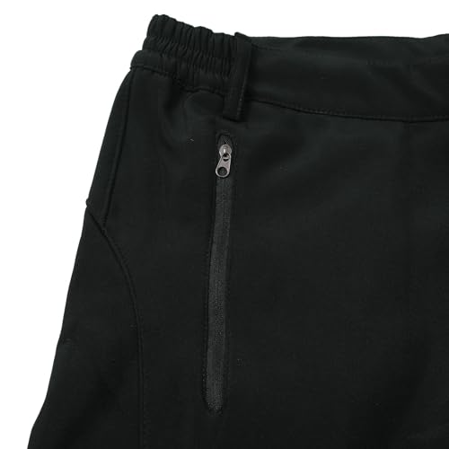 Damen Thermo-Wanderhose, Plus-Size-Wanderhose Damen Trainingshose Outdoor Winddichte Jogginghose Warme Softshellhose Leichte Komfort-Überziehhose mit Reißverschlusstaschen, Schwarz , 4XL