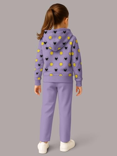 Image of HELLCAT Trendy Co-ords With Hoodie Sweatshirt and Trackpant Clothing Set for Girls.
