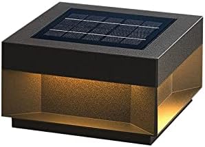 JHOTEC Stainless Steel Solar Post Lights Outdoor, Solar Powered Fence Post Cap Lights, 3000K LED Lighting Decor for Garden Deck Patio, Fit Wooden Posts (Solar Powered, 15.7" L x 15.7" W x 6" H)