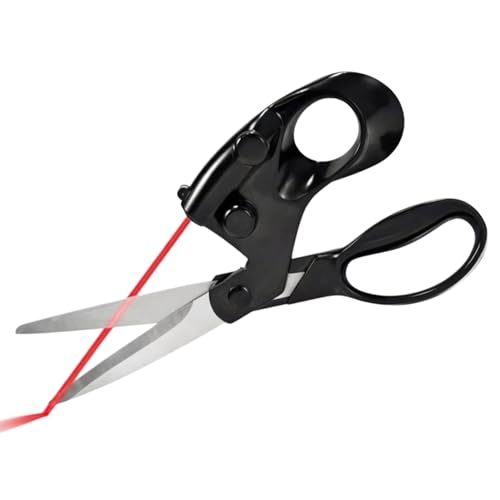 Laser Guided Scissors with Red Line - High Carbon Steel Blade for Fabric Paper Cutting - DIY Sewing Quilting Craft Tool