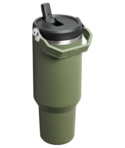 Image of STANLEY IceFlow 2.0 Flip Straw Tumbler with Handle 40 oz | Twist On Lid and Flip Up Straw | Leakproof Water Bottle | Insulated Stainless Steel | BPA-Free | Dried Pine