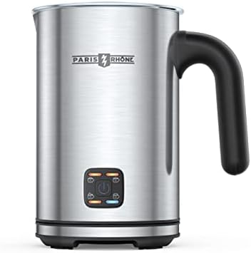 Milk Frother Electric, Paris Rhône 4-in-1 Electric Milk Steamer, 300ml Coffee Milk Frother, Automatic Hot/Cold Stainless Steel Foam Maker for Coffee,Latte, Cappuccino, Macchiato, Hot Chocolate