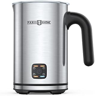 Milk Frother Electric, Paris Rhône 4-in-1 Electric Milk Steamer, 300ml Coffee Milk Frother, Automatic Hot/Cold Stainless Steel Foam Maker for Coffee,Latte, Cappuccino, Macchiato, Hot Chocolate