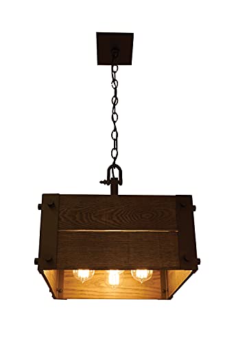 Image of Nuvo 60 /6423 Winchester 4-Light Square Pendant with Bronze & Aged-Wood Bronze Finish