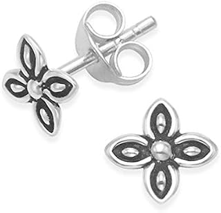 Heather Needham Sterling Silver Flower Stud Earrings - SIZE: Tiny 5mm. Gift Boxed Silver Flower earrings 5185.