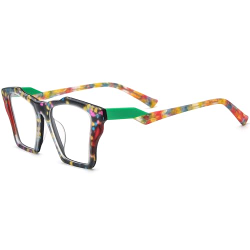 Image of HEPIDEM Gradient Multicolor Acetate Glasses Frame Women Big Oversize Eyeglasses 2023 New Spectacles Eyewear