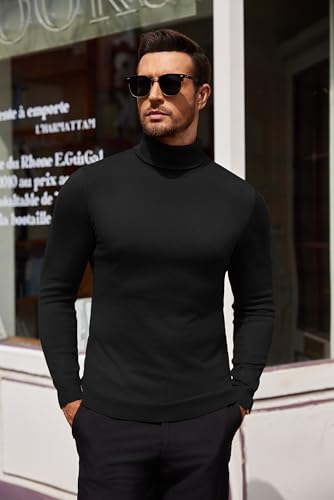 COOFANDY Men's Slim Fit Turtleneck Sweater Casual Basic Knitted Long Sleeve Pullover Sweater4