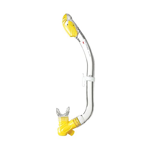 Mares Pluto Children's 100% Dry Top Snorkel Youth Smaller Kids Scuba Snorkeling Diving (Yellow/White)