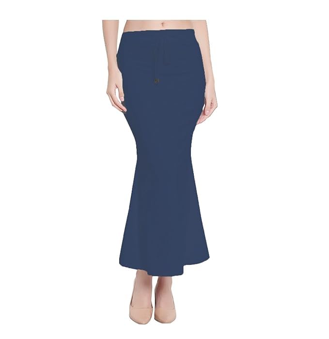 Image of Saree Shapewear Petticoat for Women Cotton Blended Lycra Shaper Petticoat with Elastic & Lace (Drawstring) Long Under Skirt Fishcut Wrinkle Free Shapewear