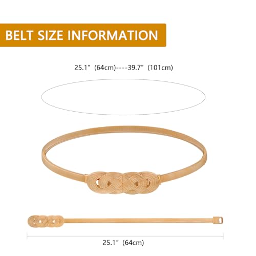 Bremorou Gold Waist Chain Belt for Women Dresses - Fancy Skinny Metal Cinch Belt, Elastic Pendant Chain Belt, Thin Waist Belt, Dress Belt2