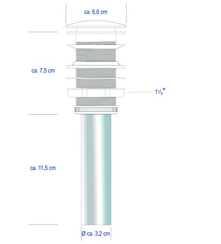 Piletta con funzione pop-up per lavabi senza
