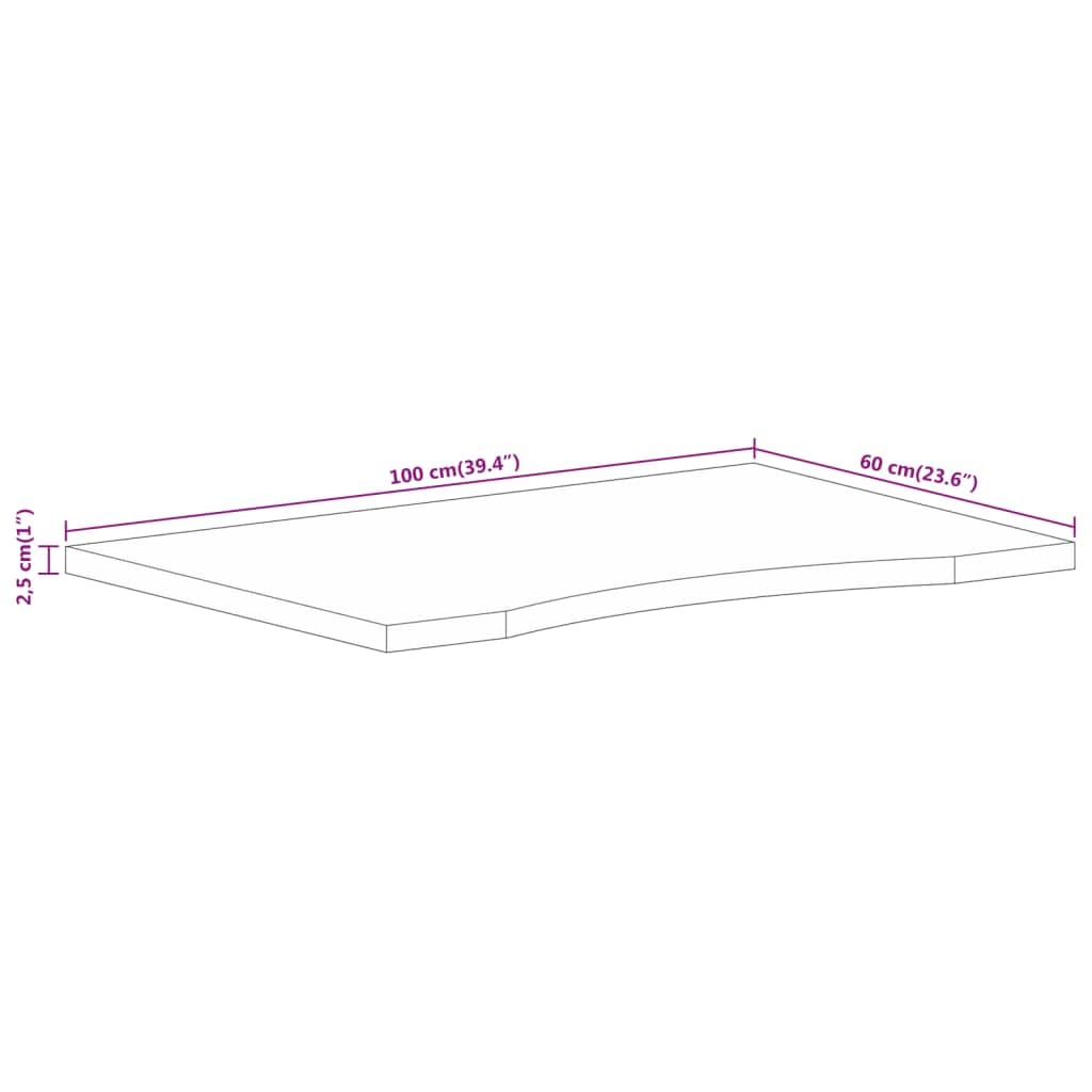 Vassoio Scrivania Legno Massiccio Mango Grezzo 100x60x2,5 cm Piano Tavolo
