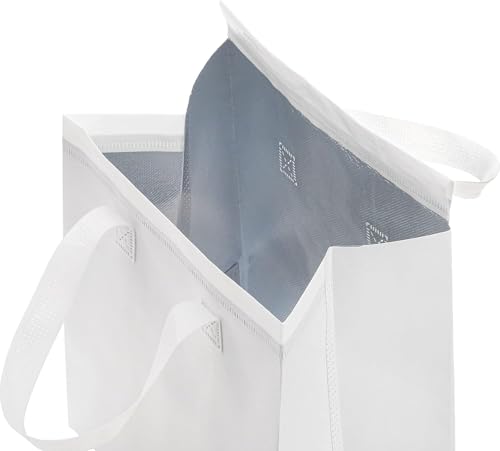 ZENFUN 25 Pack Insulated Take Away Bags Bulk, Small Insulated Cooler Bag Grocery Bag, White Thermal Bags for Hot&cold Frozen Food, Food Delivery, 9.5 x 6 x 10 Inches by ZENFUN - Used condition - Image 4