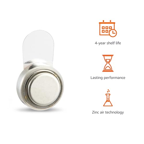 Image of Amazon Basics 60-Pack Hearing Aid Batteries Size 312, 1.45 Volt, Zinc Air Technology, Long-Lasting, 4-Year Shelf Life, Mercury Free, Brown Tab, Child-Safe Package