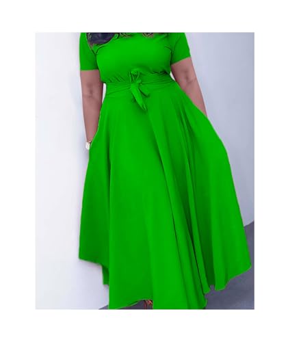 Image of SOMTHRON Women's Casual 3 /4 Sleeve Long Maxi Dress A-Line Flared Solid Wrap Tie Waist Swing Dresses