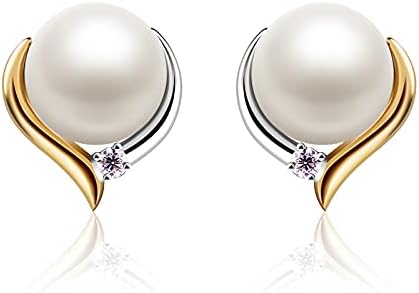 Jewlldeen Pearl Earrings for women, 925 Sterling Silver Studs Jewelry,Gifts for Women, Wife,Mom,Girls, Her