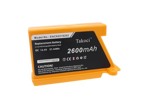 2600mAh/14.4V EAC62076601, EAC62218205 Batterie de remplacement pour LG VR 1013 RG/WS, VR 1129 RB/B, VR 5902 LVM, VR 5912 LV, VR 5940 L, VR 5942 L, VR 5943 L,...