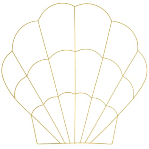 KRE Floral Garden Metal Seashell Wreath Form 14 x 14 Inches Summer Tinsel Decoration DIY Art Craft Material Supplies Decor Making Centerpiece Floral Bouquet Decoration Pack of 1 with Bonus Taggf Kiol