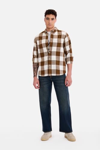 Image of SNITCH Men Casual Shirt | Regular Fit Full Sleeve Button-Down Collar Buffalo Check Pattern | Premium Cotton Blend & Breathable Fabric Outings
