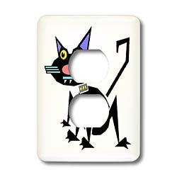 Chat Art déco double prise de courant murale décorative 3dRose